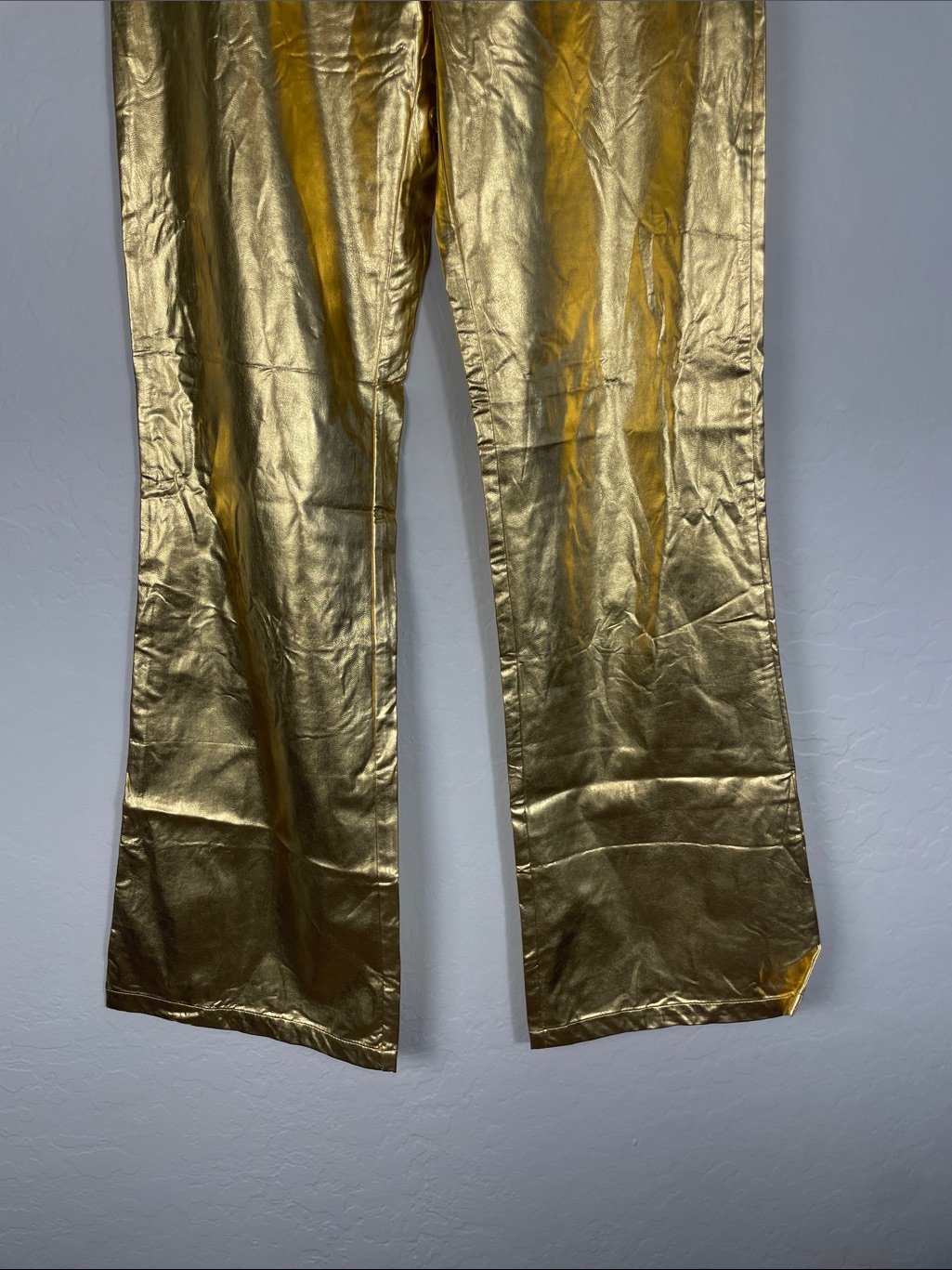 New Hosbjerg Metallic Gold Unique Straight Leg Pants Size Small Disco Fashion — image 4 of 8